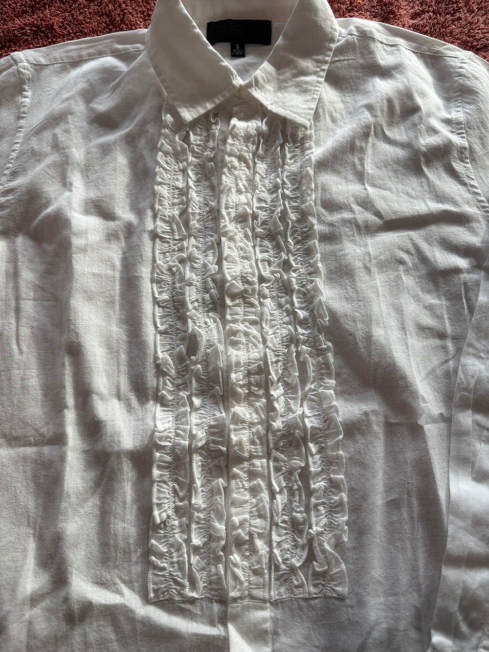 White Ruffle-Front women’s Blouse - Picture 2 of 8